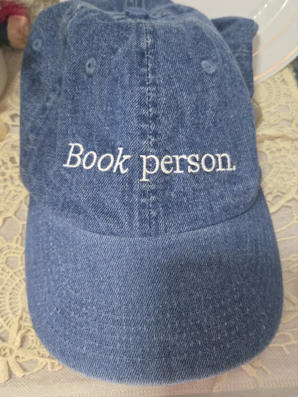 4/$15 Boho Person Blue Denim Baseball Cap Adjustable 100% Cotton Hippie Hat
